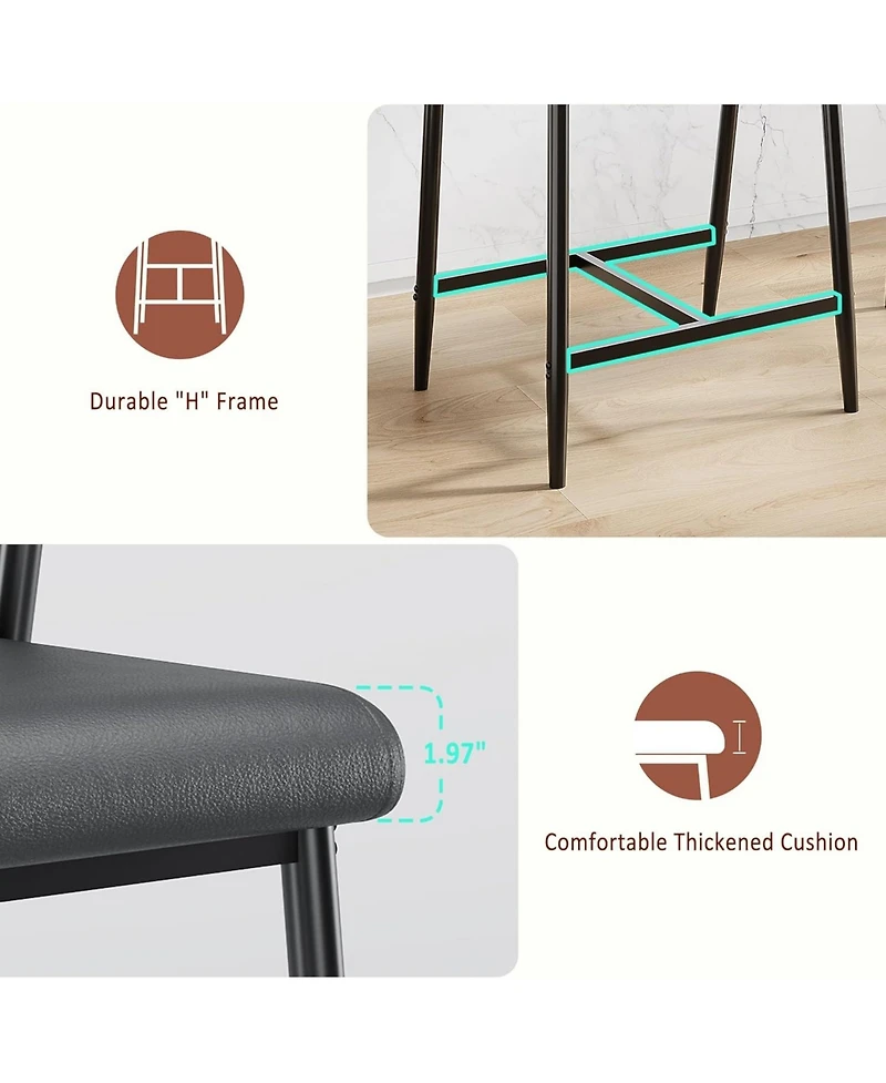 homfan Set of 4 26" Backless Counter Stools with Extra-Wide Padded Seats