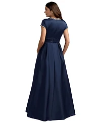 Mac Duggal Women's Embellished Satin Cap Sleeve Ball Gown