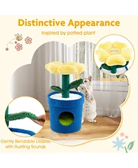 Sugift Cat Tree with Flower Padded Perch and Condo for Indoor Cats