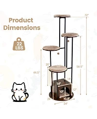 Sugift 72-in Tall Multi-Level Cat Condo with Top Perch Platforms and Removable Washable Mats