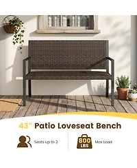 Sugift Sun-Proof Rattan Loveseat with Soft Sponge Seat for 2