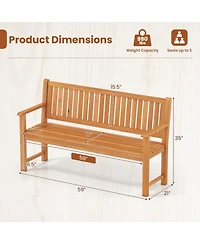 Sugift 3-Seater Outdoor Wooden Bench 59 Inch Large Garden Bench with Backrest