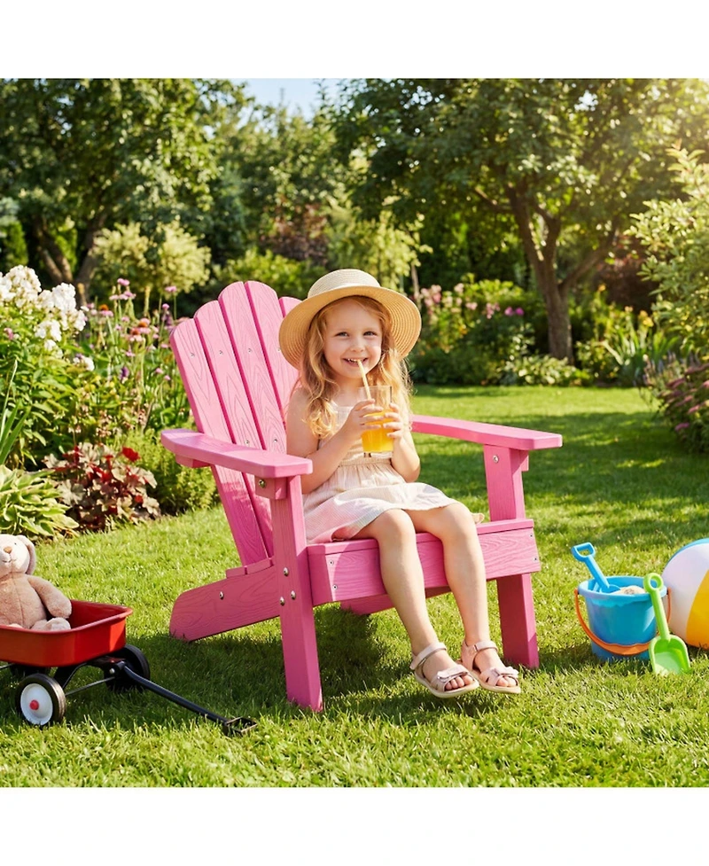 Sugift Kids All-Weather Adirondack Chair for Children with Tilted High Backrest Hips Material