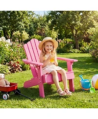 Sugift Kids All-Weather Adirondack Chair for Children with Tilted High Backrest Hips Material
