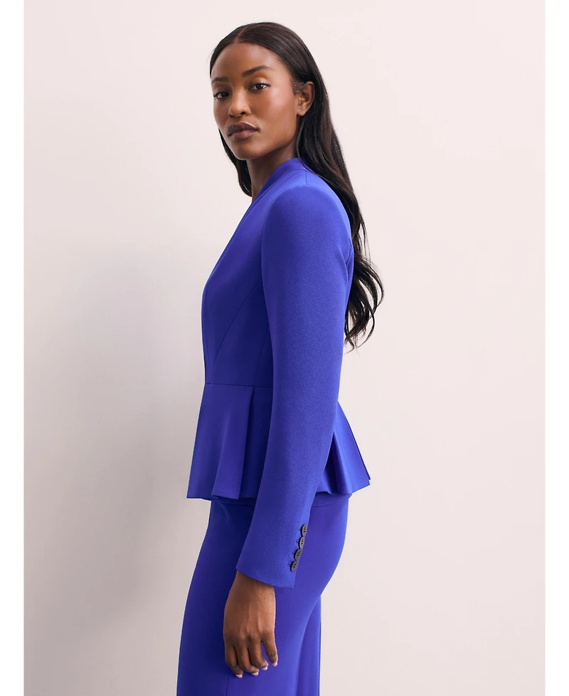 The Fold Women's Clifton Fitted Peplum Crepe Blazer