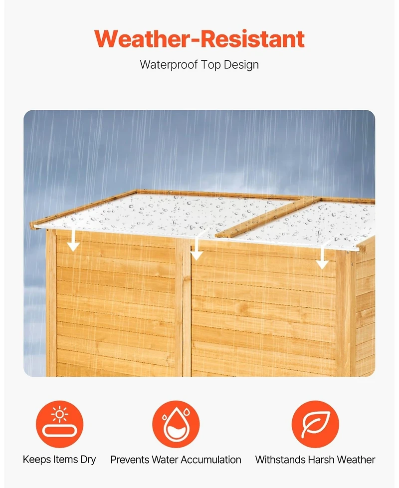 Gouun Cedar Wood Outdoor Storage Shed with Waterproof Roof and Lockable Doors