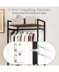 Sugift Clothes Rack with 3 Fabric Drawers Shelves Side Hooks and Metal Frame