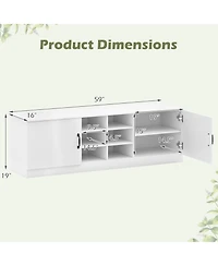 Sugift 2-Door Shoe Bench Storage Cabinet with Adjustable Shelves
