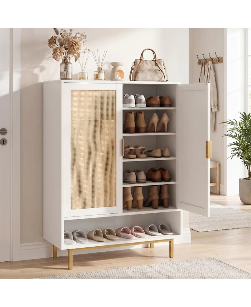 Sugift 43 in 6-Tier Tall Shoe Cabinet with Double Doors and Adjustable Shelves