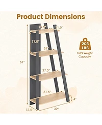 Sugift 4-Tier Modern Wooden Vertical Bookshelf Display Book Shelf for Small Space