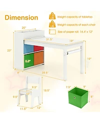 Sugift Kids Art Table and Chairs Set with 2 Chairs and Paper Roll