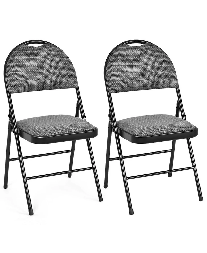 Gouun Set of 2 Padded Folding Office Chairs with Backrest 18 Inch Seat