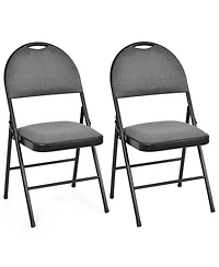 Gouun Set of 2 Padded Folding Office Chairs with Backrest 18 Inch Seat