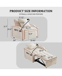 Clihome 3 1 Convertible Sleeper Sofa Chair Bed With Adjustable Backrest and Phone Holder