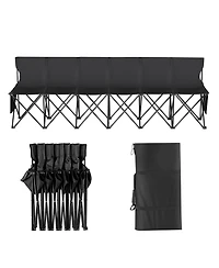 Hongge 6 Seat Foldable Sideline Bench 94 in with Back Rest and Storage Pockets for Sports and Camping