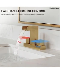Everstein Centerset Bathroom Faucet 2-Handle, 4-Inch Waterfall Basin with Drain Assembly
