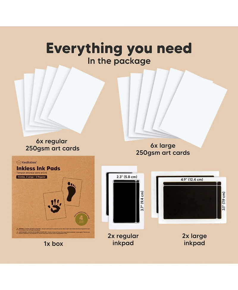 KeaBabies 4package Inkless Ink Pad for Baby Hand and Footprint Kit, Clean Touch Dog Paw, Dog Nose Print Kit, Baby and Pet Safe