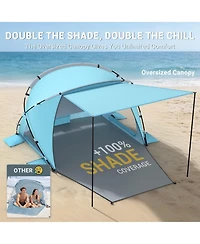 Aofar Beach Tent Sun Shelter Pop Up Upf 50+ Uv Protection Portable Waterproof Family Cabana Shade