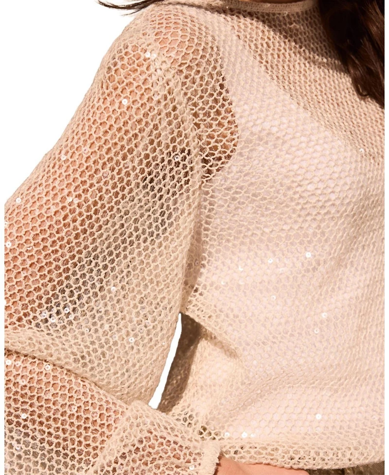 Mint Velvet Women's Sequin Long-Balloon-Sleeve Blouse