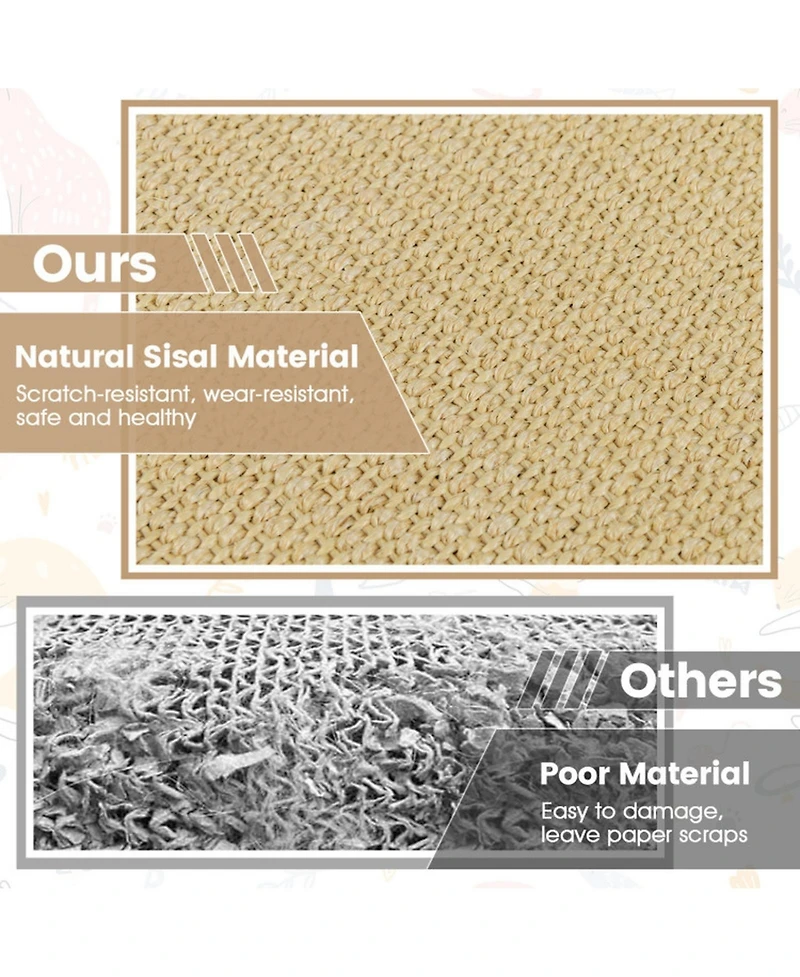Sugift 12-Piece Cat Scratcher Mat Set 24 x 16 in Sisal Pads