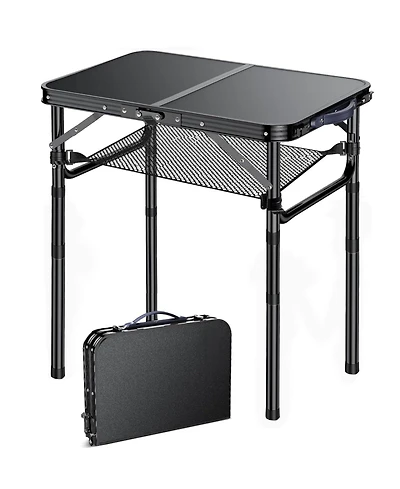 Piscifun Folding Tv Tray Table Adjustable Height Portable Aluminum Indoor Outdoor Side with Storage