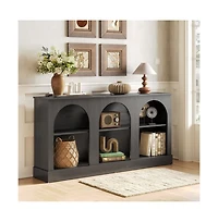 Slickblue Farmhouse Console Table with 3-Tier Storage Shelves