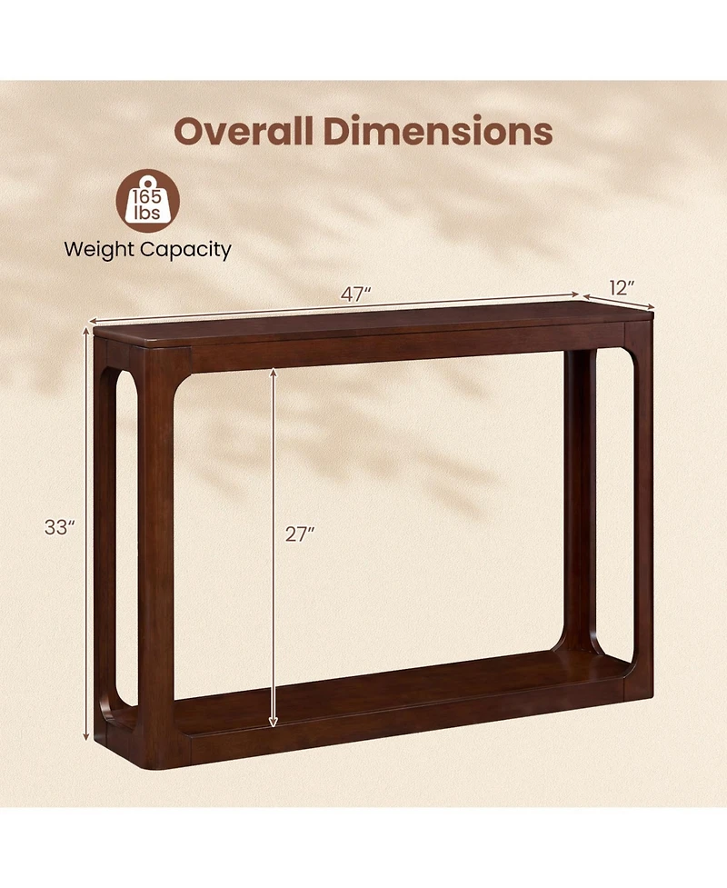 Slickblue Modern Mid-Century Wood Console Table with 2 Tiers and Shelf