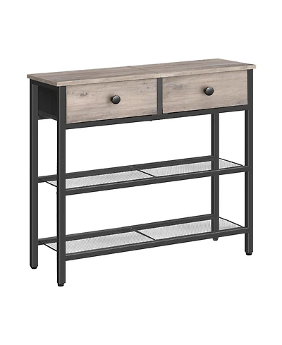 Slickblue 29.5-Inch Narrow Behind Sofa Table with Fabric Storage Drawers