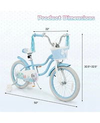 Slickblue Sea Princess 18" Adjustable Kids' Bicycle with Training Wheels, Ages 4+