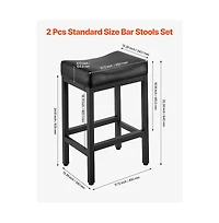 Slickblue Set of 2 Pu Leather Counter Bar Stools 25 Inch Saddle Seat