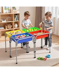 Hongge 4 Station Height-Adjustable Sand and Water Play Table, 4-Piece, Ages 3-6