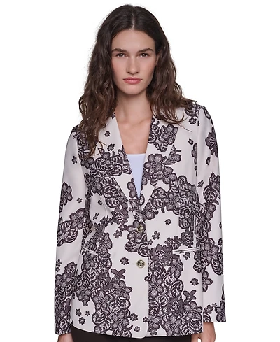 Karl Lagerfeld Paris Petite Floral Lace Blazer
