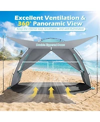 Costway Beach Tent Sun Shelter with Canopy Pop-Up 5-6 Person UPF50+