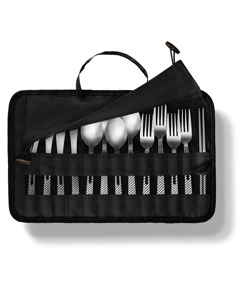 Piscifun 13 Piece Stainless Steel Cutlery Set With Travel Case For Camping Hiking Picnics