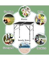 Piscifun Small Folding Table Lightweight Camping Adjustable Height Portable Beach Indoor Outdoor Picnic Bbq