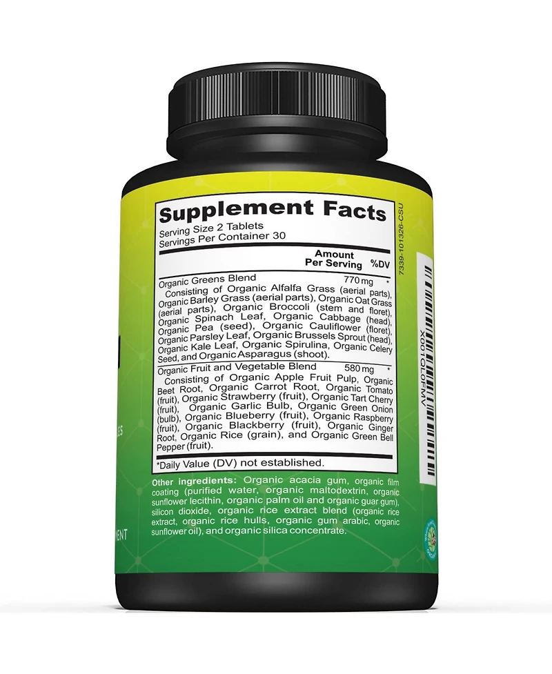 Sunergetic Superfood Tablets with Fruits, Vegetables and Herbs, 60 Count