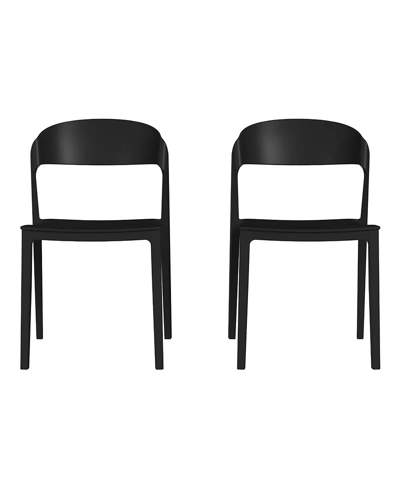 WestinTrends Outdoor Modern Stackable Plastic Patio Bistro Dining Side Chairs (Set of 2)