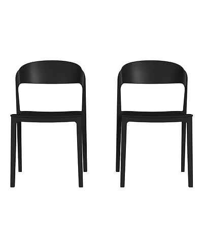 WestinTrends Outdoor Modern Stackable Plastic Patio Bistro Dining Side Chairs (Set of 2)