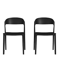 WestinTrends Outdoor Modern Stackable Plastic Patio Bistro Dining Side Chairs (Set of 2)