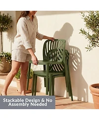 WestinTrends Outdoor Modern Stackable Polypropylene Plastic Patio Bistro Dining Side Chairs (Set of 2)