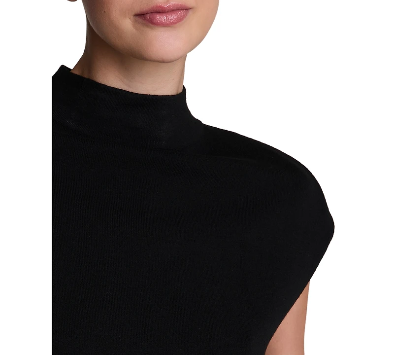Kenneth Cole Women's Extended Shoulder Keyhole Back Mock Neck Tank Top
