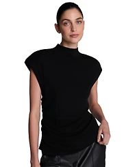 Kenneth Cole Women's Extended Shoulder Keyhole Back Mock Neck Tank Top
