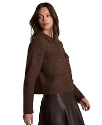 Kenneth Cole Women's Ribbed-Knit Long-Sleeve Utility Jacket