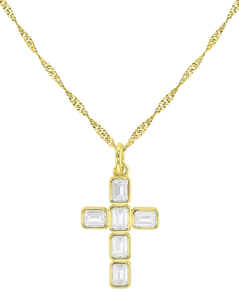 Macy's 14k Gold-Plated Minimalist Cross Chain Necklace