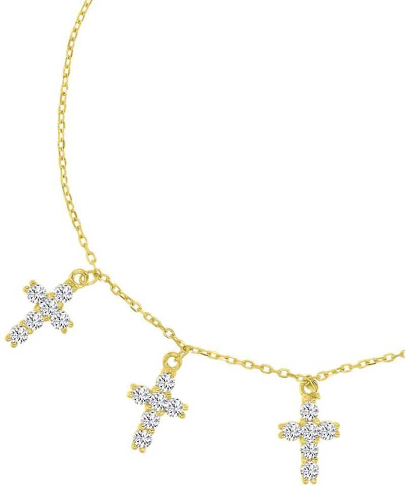 Macy's 14k Gold-Plated Slim Crystal Cross Bracelet