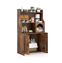 Ruie Wooden Cat Litter Box Enclosure 51 in Industrial Storage Shelf and Cat Condo
