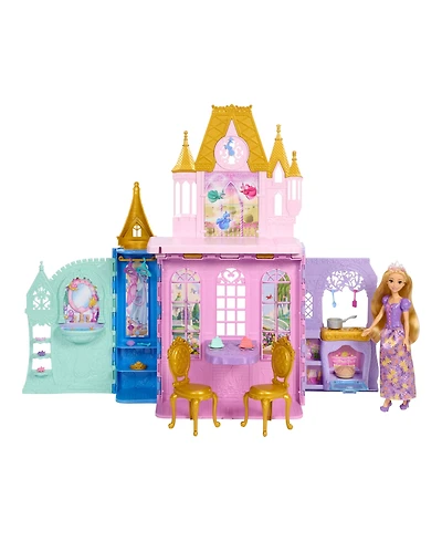 Disney Princess Rapunzel Close & Carry Castle Portable Doll and Five-Play-Area Playset, Ages 3+