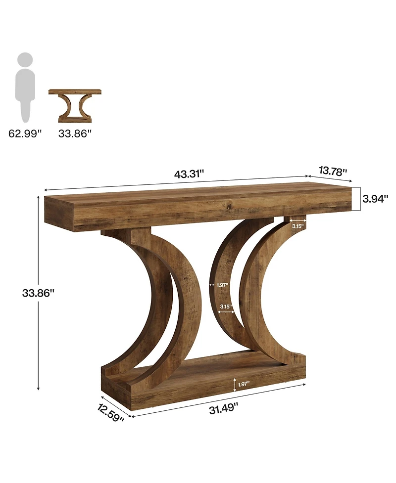 Tribesigns 43.31-Inch Farmhouse Console Table for Entryway, Unique Narrow Sofa Behind The Couch with Curved Legs