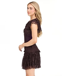 Kittenish Women's Aubrey Lace Floral Keyhole Mini Dress