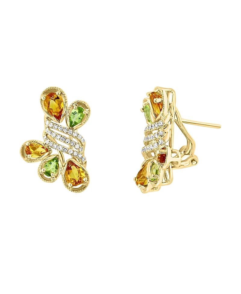 Lali Jewels Citrine (1.93 ct. t.w.) & Peridot (0.83 ct. t.w.) Earrings in 14k Yellow Gold